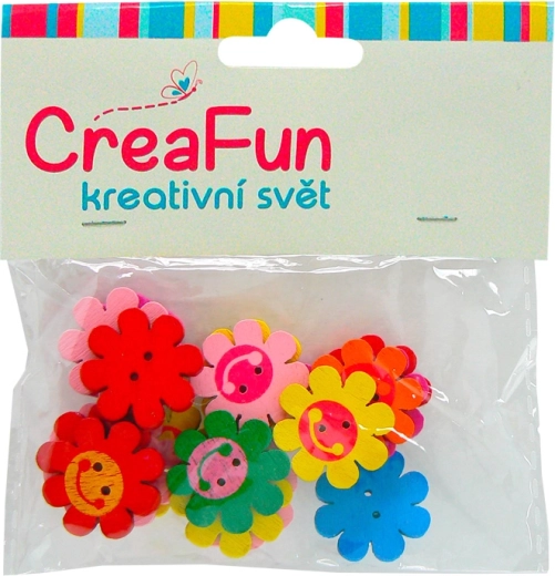 Drewniane guziki kwiat – zestaw 20 szt., średnica 2,1 cm