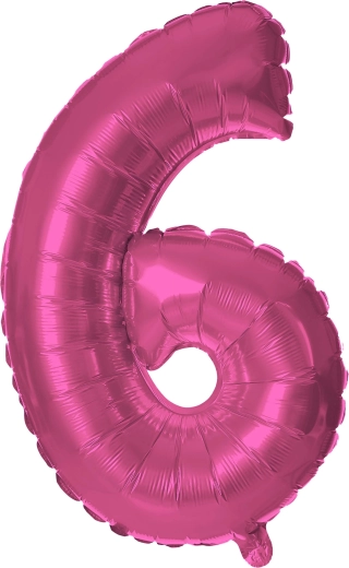 Balon foliowy cyfra 6 różowy 30 cm TORO
