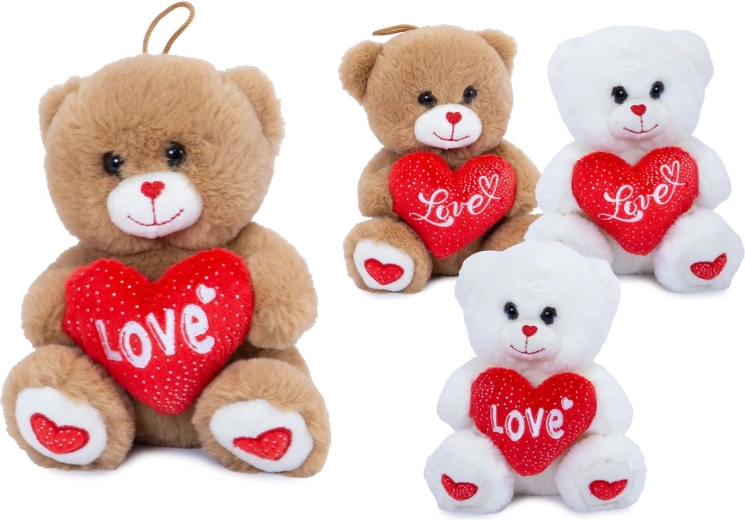 Pluszowy miś z sercem „I Love You” 18 cm (2 warianty, losowy motyw) - 1 sztuka