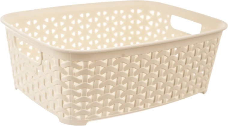 Koszyk plastikowy rattan Hobby kremowy 26 × 19 × 9 cm