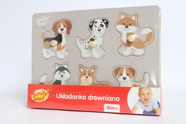 Drewniane puzzle z psami