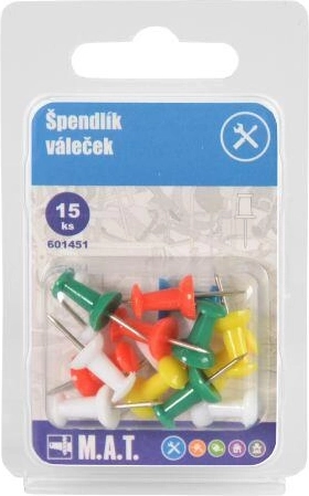 Kolorowe cylindryczne pinezki do tablic, 15 szt.