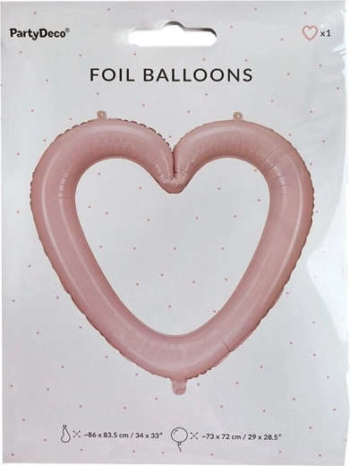 Różowy foliowy balon serce – ramka do zdjęć 86 × 83 cm