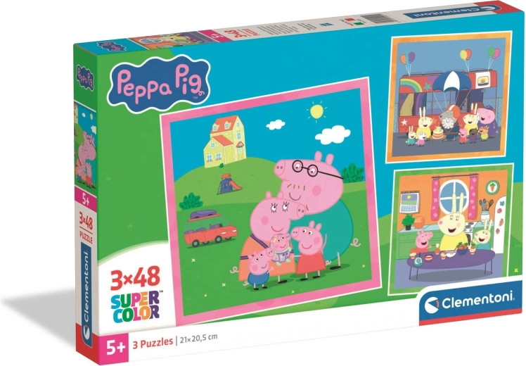Puzzle Świnka Peppa 3×48 elementów CLEMENTONI