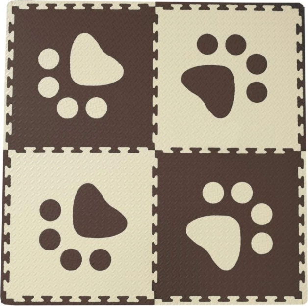 Piankowy dywanik dla niemowląt z brązowymi i beżowymi brzegami