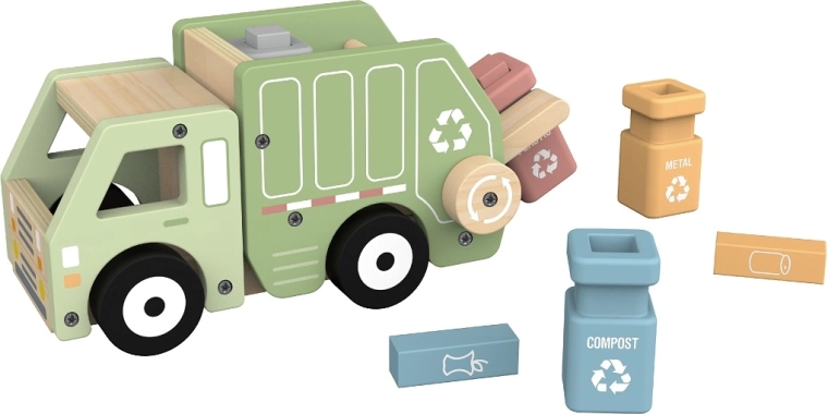 2Kids Toys drewniana śmieciarka do recyklingu z pojemnikami