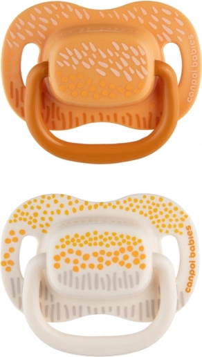 Zestaw symetrycznych silikonowych smoczków Mountains 6–18 m, 2 szt. – Żółty