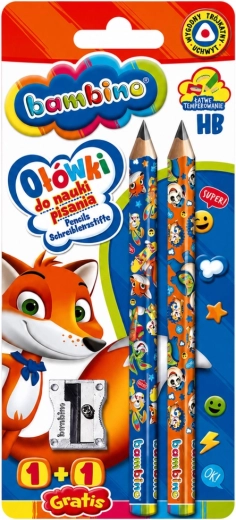 Trójkątne jumbo ołówki do nauki pisania Bambino 2 szt. z temperówką