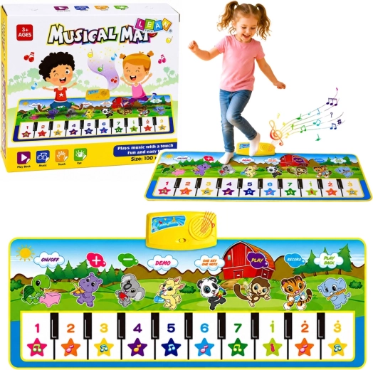 Muzyczna edukacyjna mata pianino ze zwierzątkami 100 × 36 cm