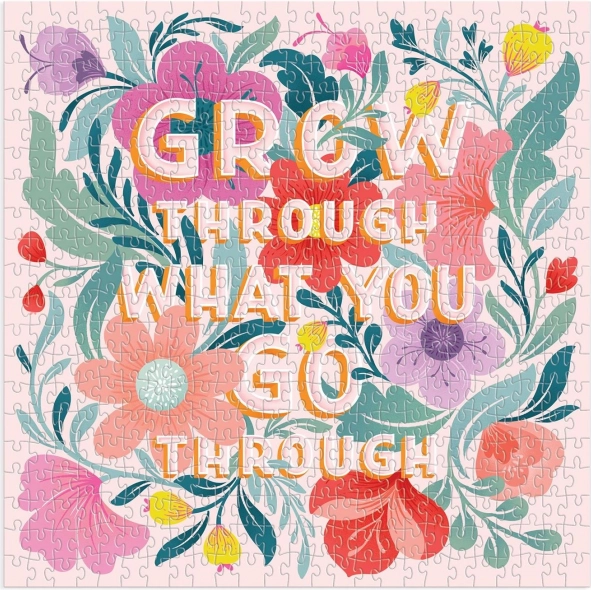 Kwadratowe puzzle Galison Grow Through What You Go Through – 500 elementów