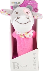 Piszcząca grzechotka różowa krówka dla niemowląt