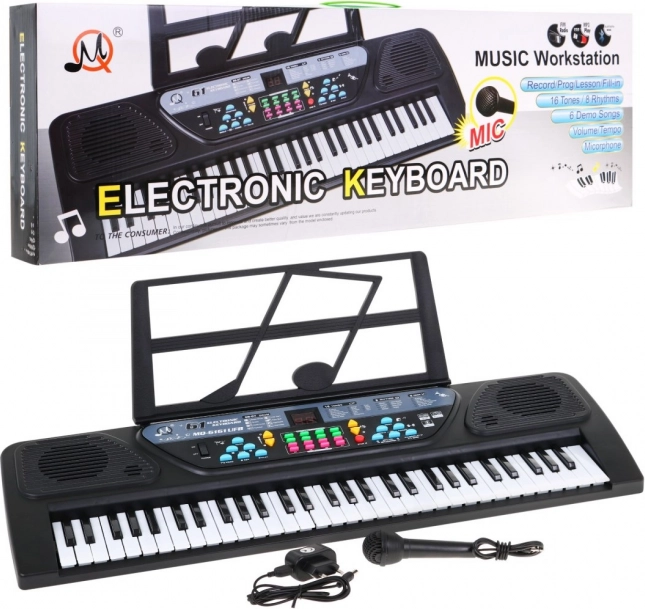 Dziecięcy keyboard z trybem lekcji 5+ z mikrofonem i nagrywaniem