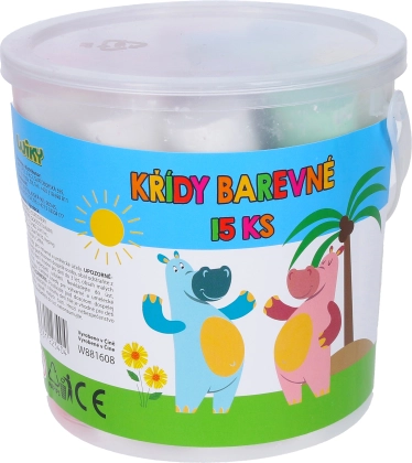 Kolorowe kredy chodnikowe w wiaderku, 15 szt.