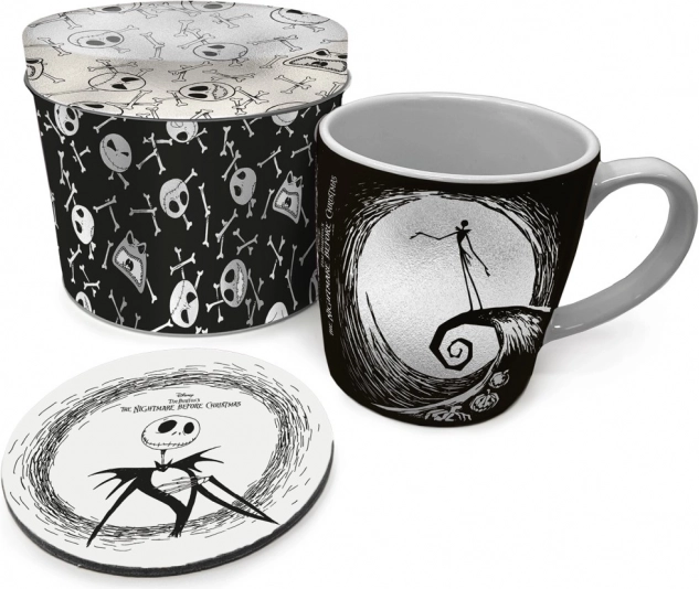 Zestaw prezentowy THE NIGHTMARE BEFORE CHRISTMAS – kubek 315 ml, korkowa podkładka i puszka metalowa