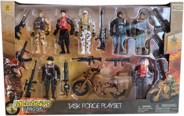 Duży zestaw żołnierzyków z motocyklem STARX