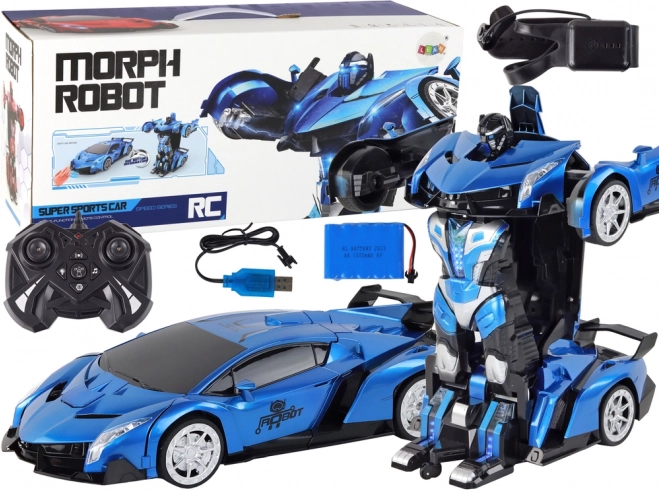 Robotyczne auto transformujące R/C 1:10 Niebieskie sterowanie gestami