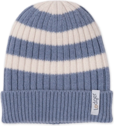 Lodger dziana czapka merino stripe stone (0–3 miesiące)