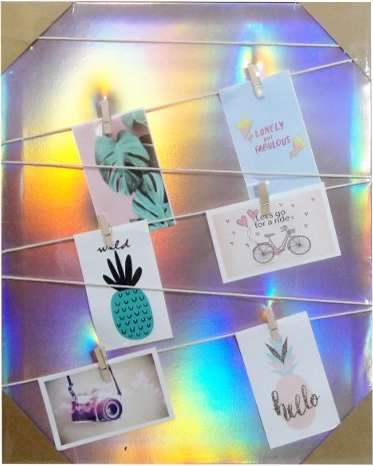 Holograficzna ramka na zdjęcia 40 × 50 cm ze sznurkiem i klamerkami
