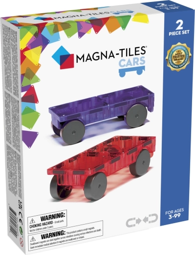 MAGNA-TILES magnetyczny zestaw konstrukcyjny – fioletowe i czerwone podwozia samochodowe – 2 szt.