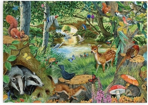 HOP Puzzle leśne zwierzęta nad rzeką, 500 dużych elementów