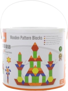 Viga drewniane płaskie klocki konstrukcyjne w wiaderku, 250 elementów Montessori
