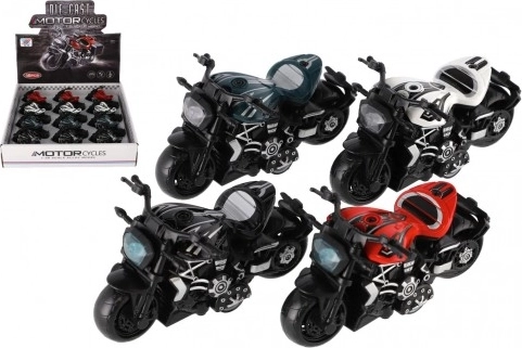 Mini motorka metal/plast na wsteczne naciąganie - 4 kolory