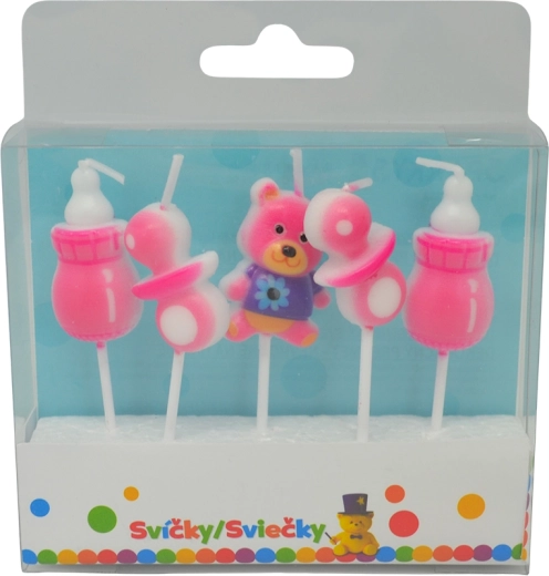 Urodzinowe świeczki dla dziewczynek z uchwytem, 5 szt.