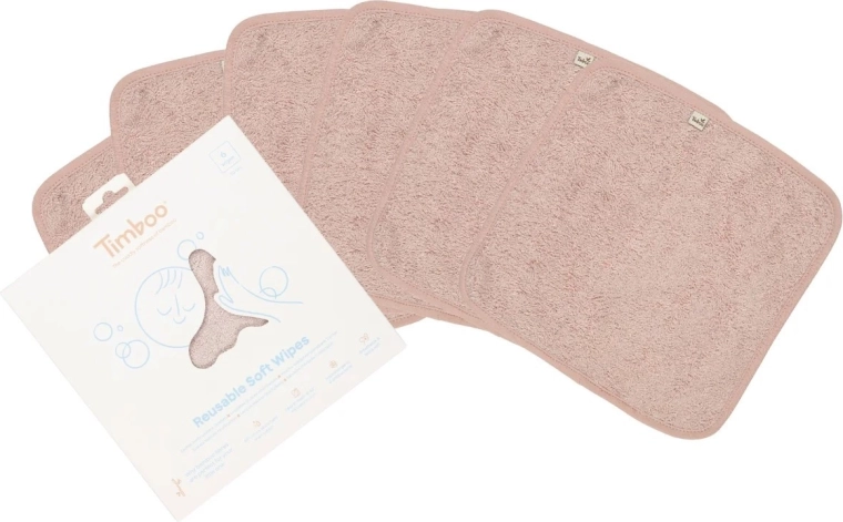 Timboo wielorazowe miękkie ściereczki/ubrouski misty rose (6 szt.)
