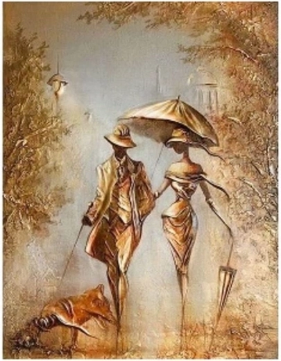 Malowanie diamentowe – para na spacerze 30 × 40 cm
