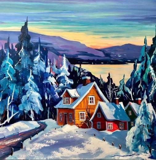 Norimpex Malowanie po numerach Chata zimą 40 × 50 cm
