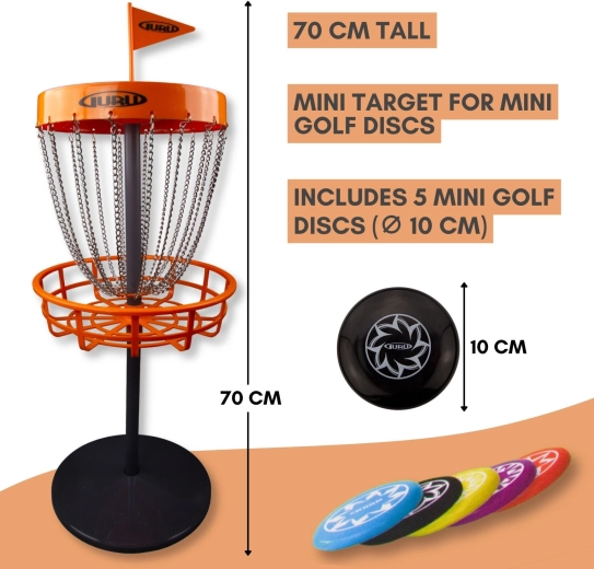 Guru mini zestaw do discgolfa – gra ogrodowa z koszem i 5 dyskami