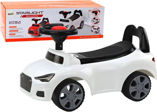 Jeździk auto z oparciem i klaksonem – biały