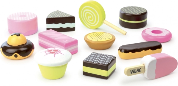 Zestaw drewnianych słodkości VILAC, 12 szt.