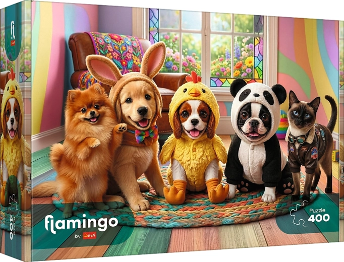 Puzzle Trefl Flamingo: kostiumy dla szczeniąt 400 elementów