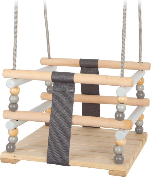 Drewniana huśtawka dla dzieci w stylu skandynawskim