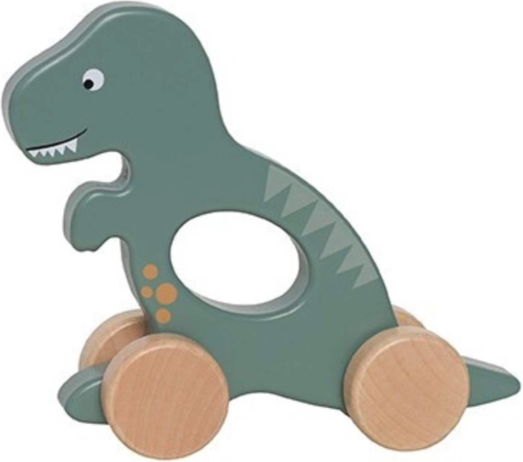 Jabadabado drewniany dinozaur na kółkach zielony