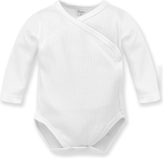 Kopertowe prążkowane body z długim rękawem PINOKIO Lovely Day, białe, rozm. 68