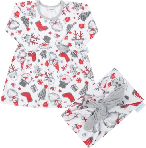 Bawełniana sukienka dziecięca z opaską New Baby Christmas