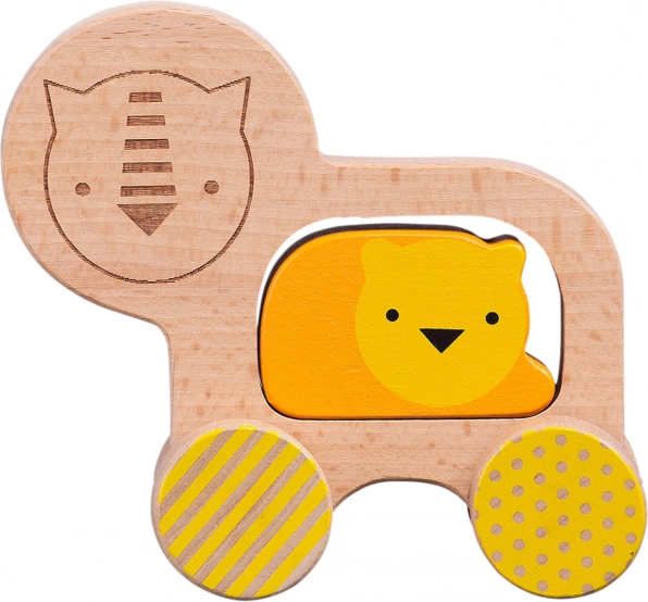 Drewniany lew na kółkach od Petit Collage