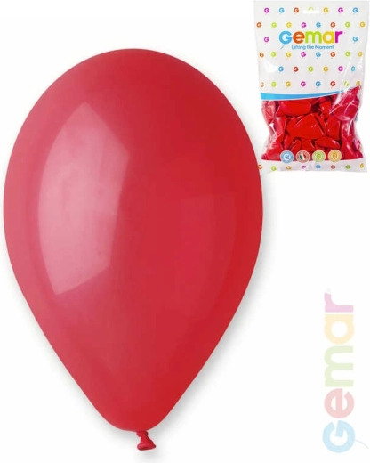 Pastelowy lateksowy balon Gemar czerwony 26 cm - 1 szt.