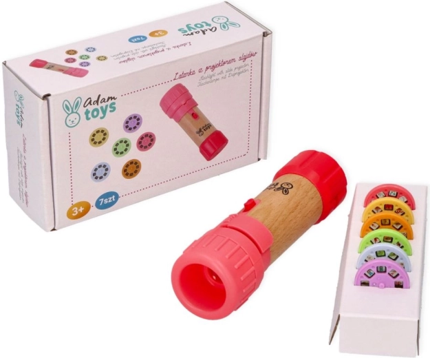 Adam Toys różowa dziecięca latarka z projektorem