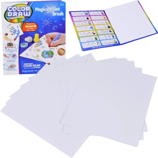 Papier do magicznego malowania COLOR DRAW – zestaw uzupełniający 18 arkuszy z pędzelkiem LED