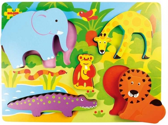 Drewniane puzzle wkładane Safari BIGJIGS TOYS