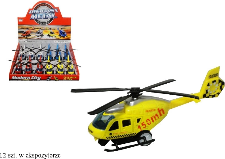 Metalowo‑plastowy ratunkowy helikopter z napędem z naciągiem