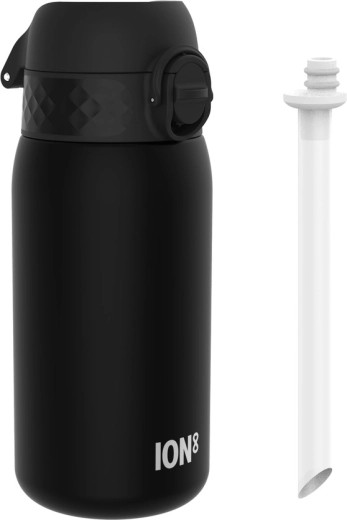 Dziecięca butelka na wodę ION8 ze słomką, bez BPA, 350 ml, czarna - 1 szt.