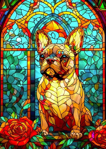 Puzzle ENJOY witraż z buldogiem francuskim 1000 elementów