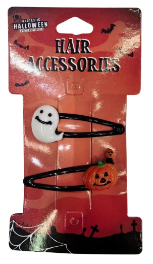 Halloweenowe spinki do włosów duch i dynia - 2 szt.