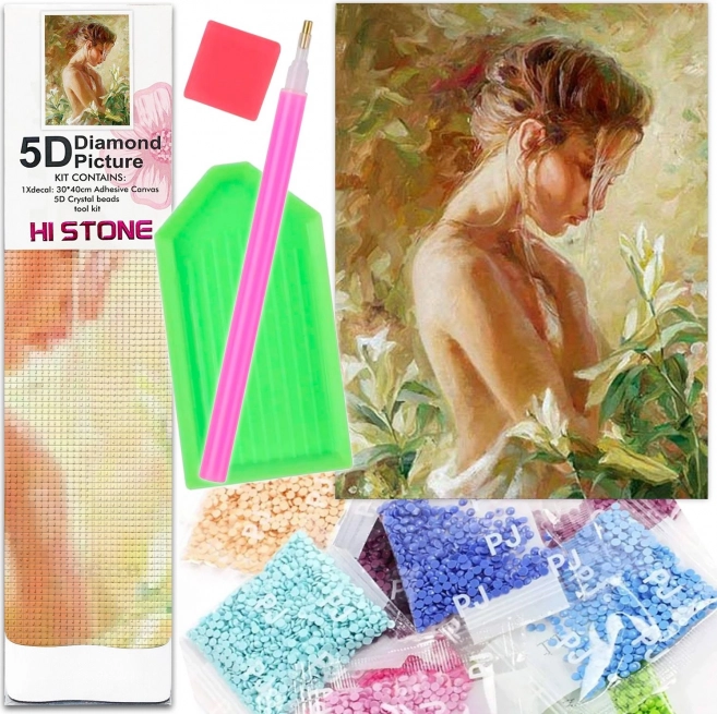 Norimpex malowanie diamentowe akt kobiety w kapeluszu 30 × 40 cm – Akt kobiety na łonie natury