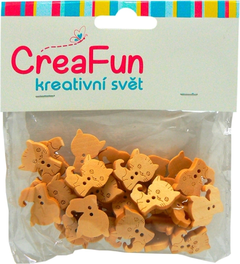 Drewniane guziki z motywem kotka, 30 szt. (16 × 21 mm)
