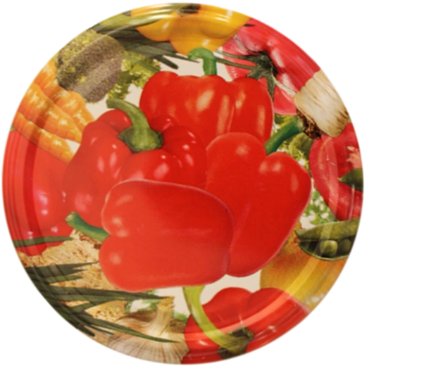 Metalowa zakrętka do słoików 82 mm z motywem papryki, 6z